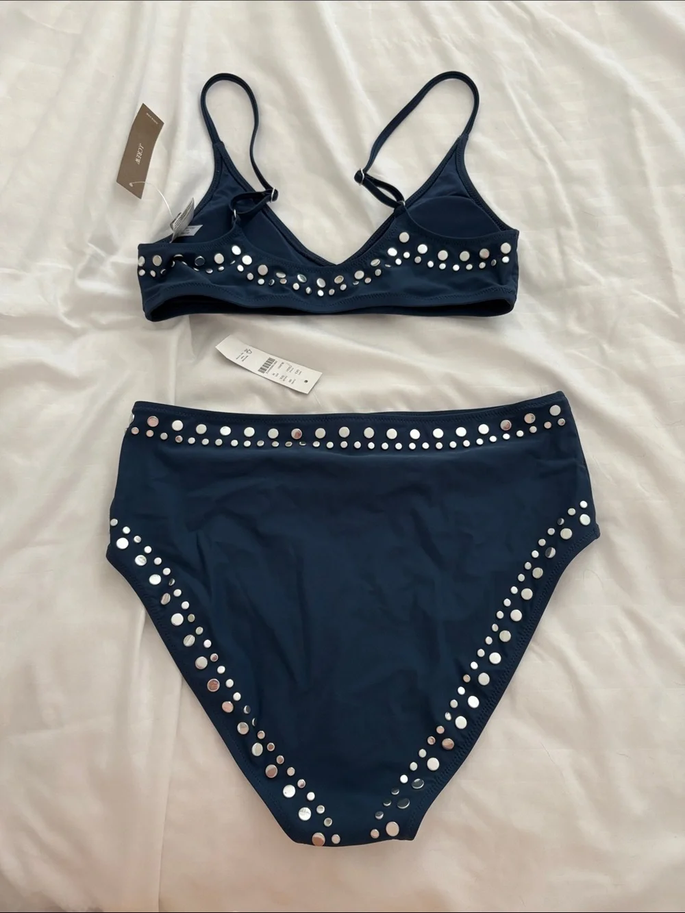 J. Crew Navy Studded High-Waist Bikini